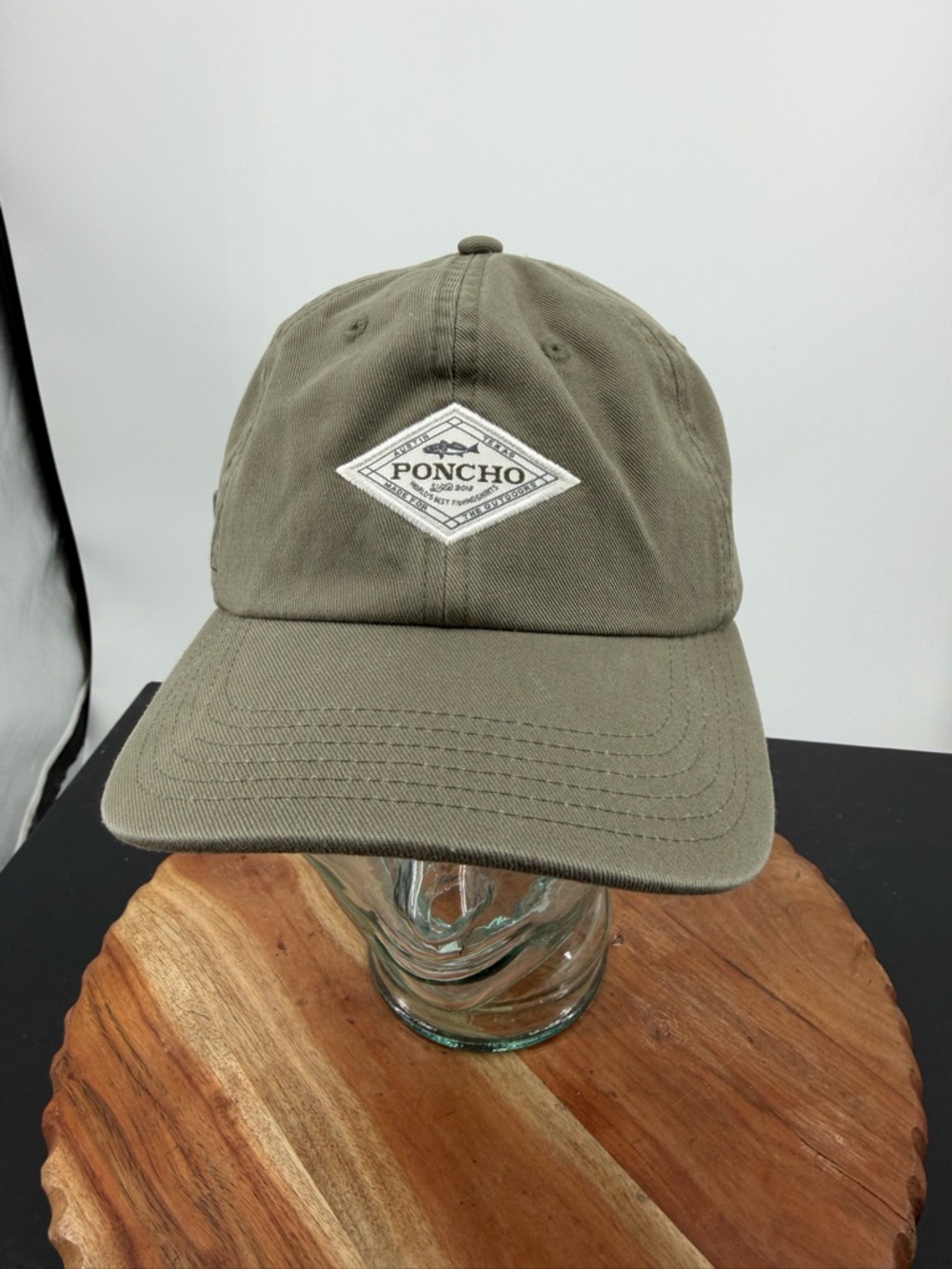 Poncho Outdoors Diamond Patch Hat olive green Austin Texas